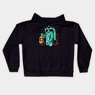 Astronaut holding a lantern Kids Hoodie